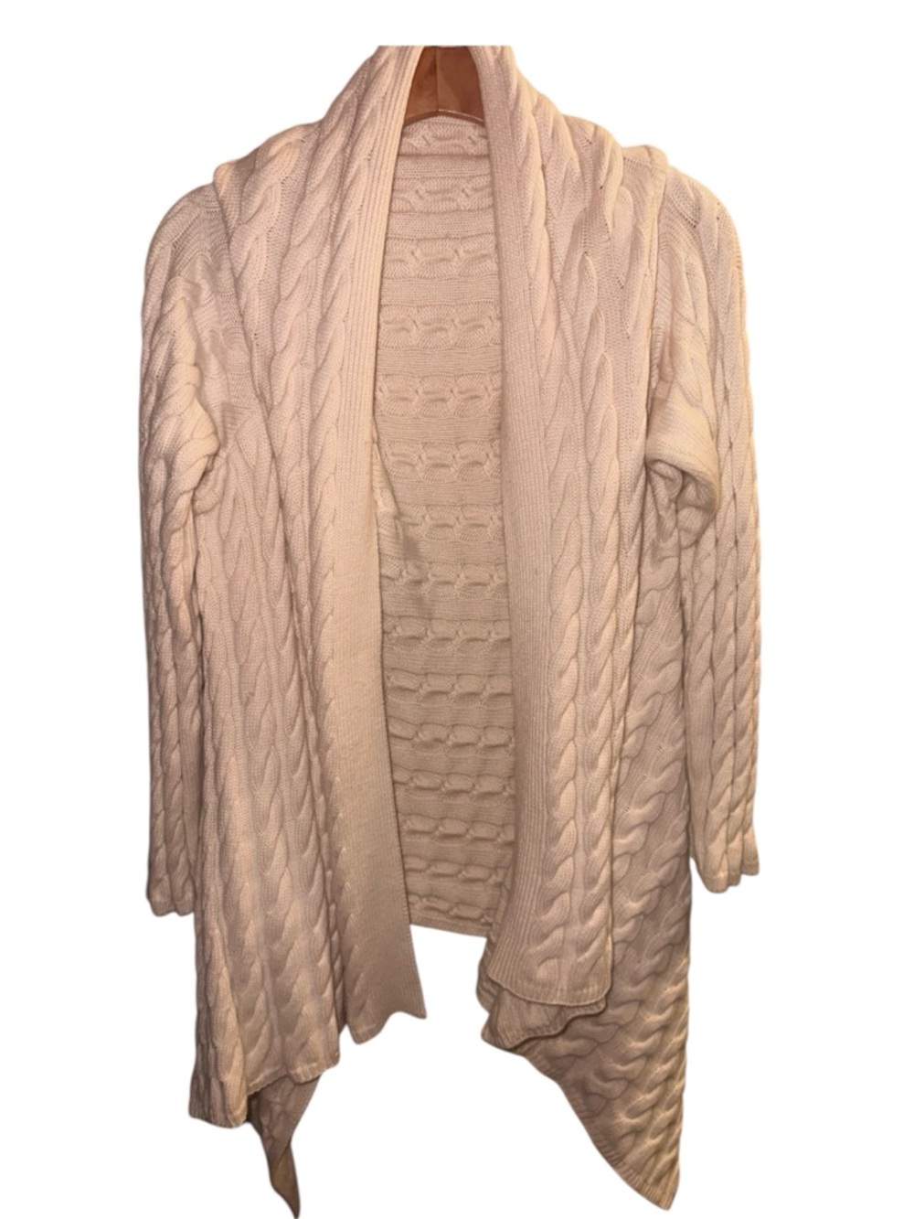 Cable Knit Cotton Blend Shawl Cardigan Sweater Asymmetrical One Size Med to 2x - Picture 5 of 16